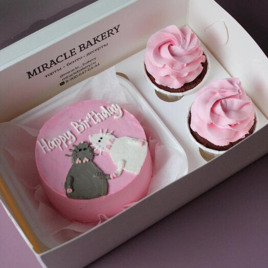 Bento cake and cupcakes "Rats"