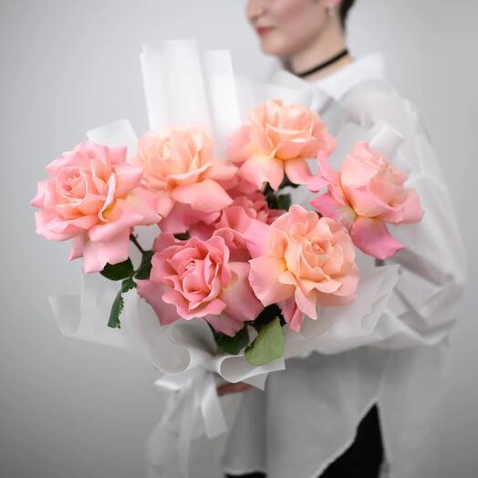ramo de rosas francesas melocotón