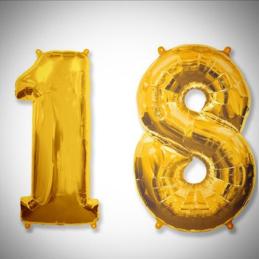 Гелиевые шары "18", цвет золото