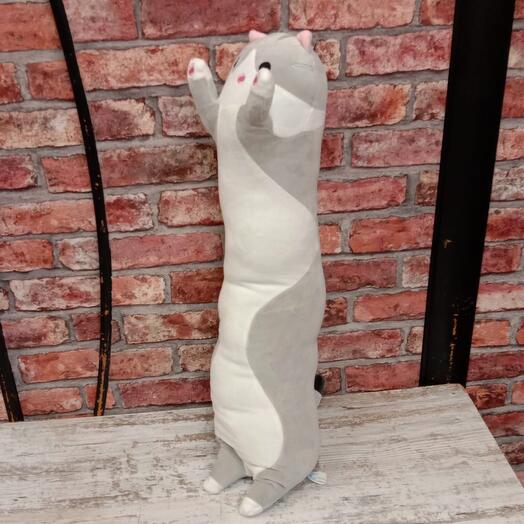 Almohada de juguete suave "abrazo de gatito" 110cm, gris