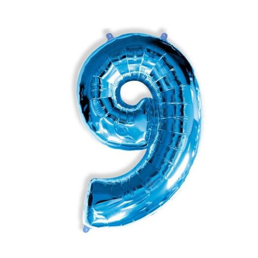 Шар-цифра "9" гелиевый, цвет синий