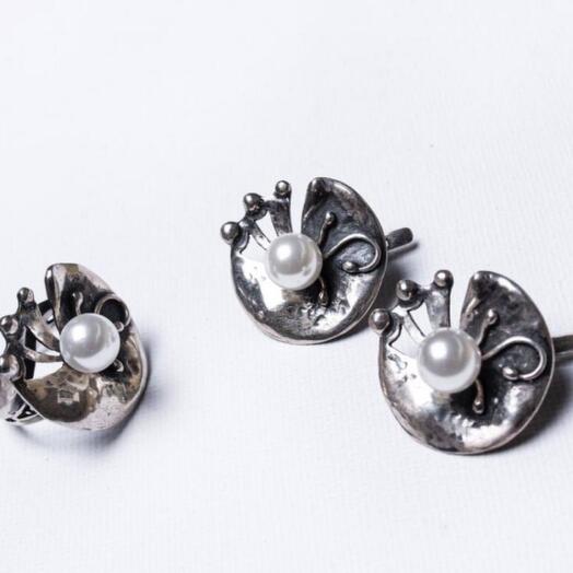 Изысканный серебряный комплект с позолотой