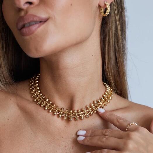 Колье чокер цепь золотое