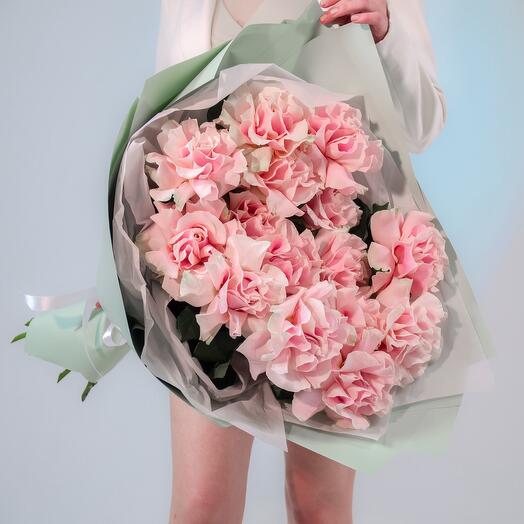Bouquet of 15 French Pink Mondial roses