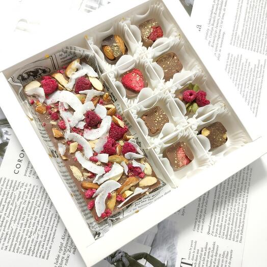 A set of Belgian chocolates with sweets