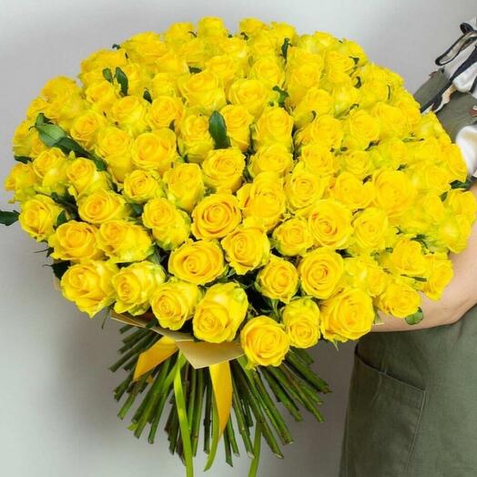 Роза  желтая 101шт