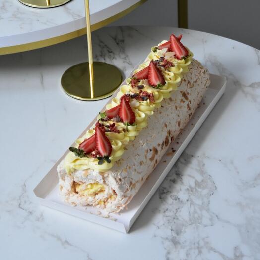 Rollo de merengue mango-maracuyá 🥭