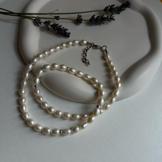 Колье из натурального жемчуга