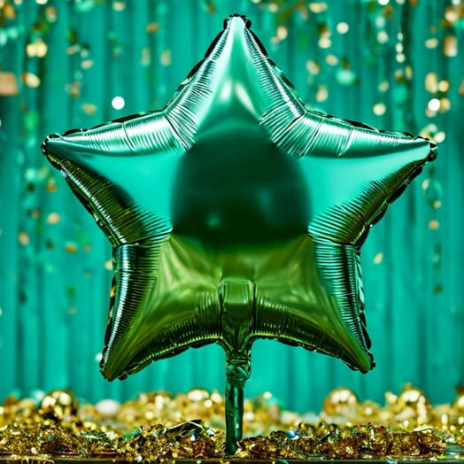 Шар гелий Звезда зеленая. Helium foil balloon Star green