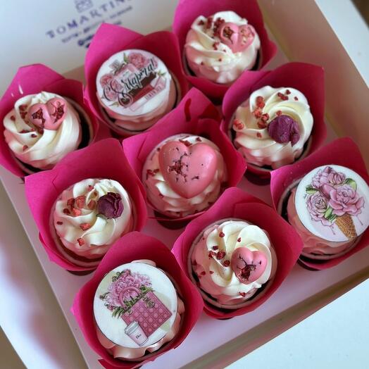 Juego de cupcakes para el día de la madre de 9 piezas