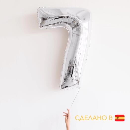 Шар цифра 7 серебряная