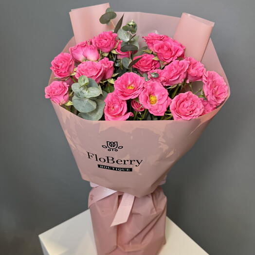 Pink Spray Roses And Eucalyptus Bouquet