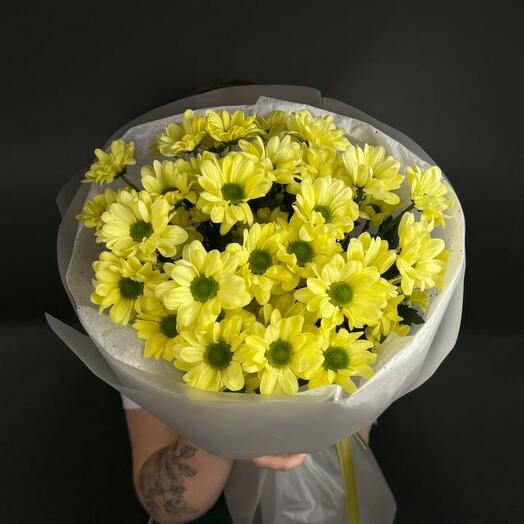 "Лимончик" моно букет из кустовой хризантемы