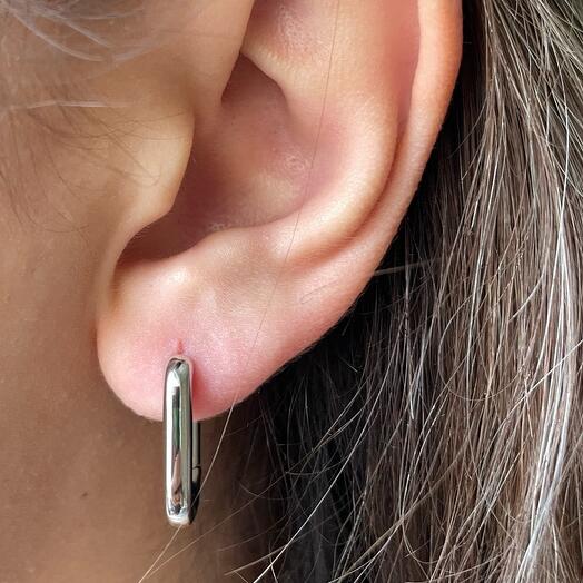 Earrings oval grey