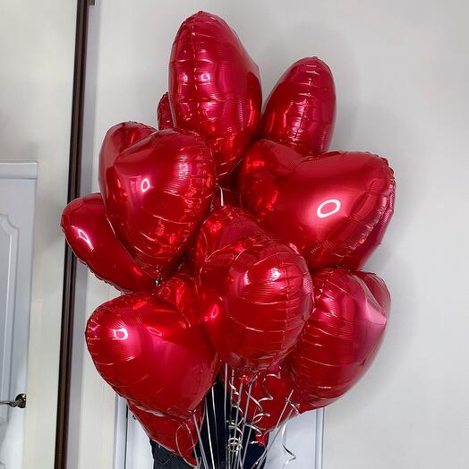 Шары сердце красные 10 шт