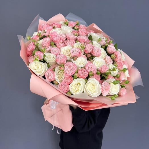 Нежный букет с пионовидными розами «Романтическое утро»