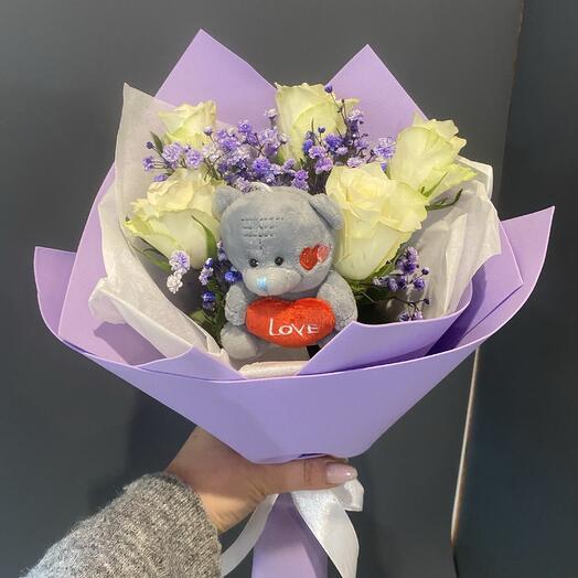 Bouquet with a teddy bear