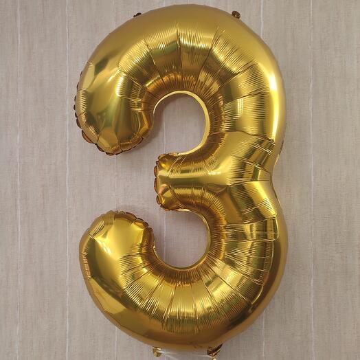 Цифра 3 золото метровая