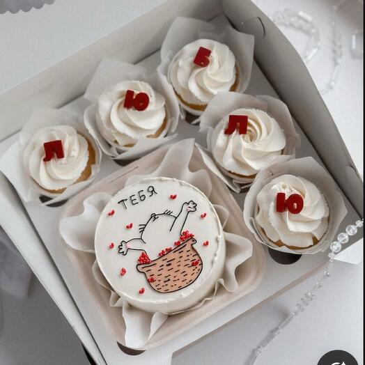 BENTO set+5 cupcakes (vanilla and strawberry filling)
