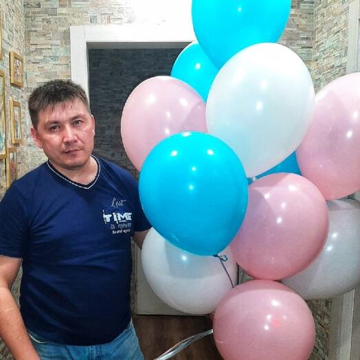 Шары под потолок, розовые, белые и голубые шарики 21 шт
