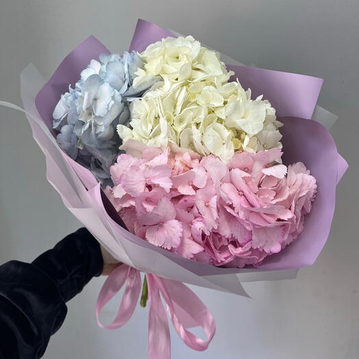 Mono bouquet of 3 hydrangeas