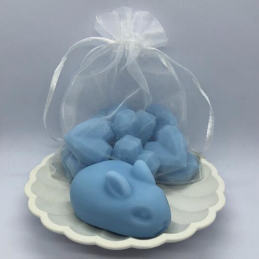 Подарочный набор мелтсов, аромавоска, waxmelts синий
