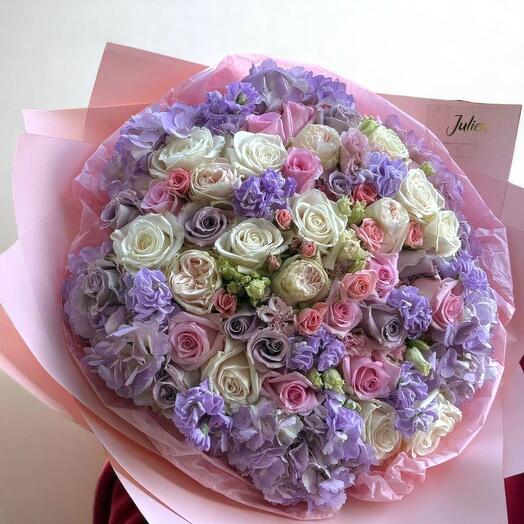 Pastel Romance – Luxury Pink   Lilac Rose Bouquet