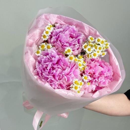 Букет пионы и ромашка для нее💖