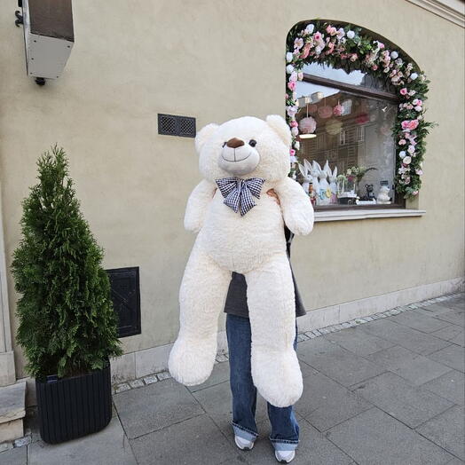 Nəhəng ağ peluş ayı – 122 sm saf məhəbbət 💖