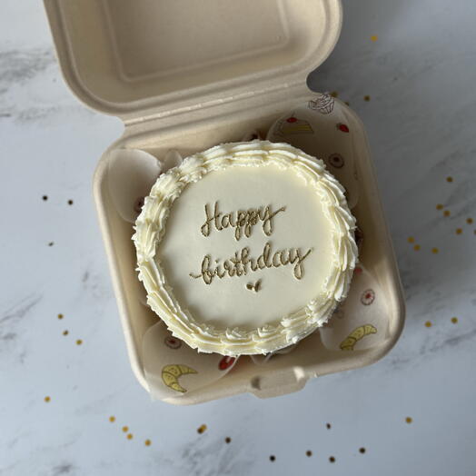 Бенто торт с рюшами Happy birthday в подарок на день рождения