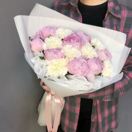 Импортные пионы Сара и диантус