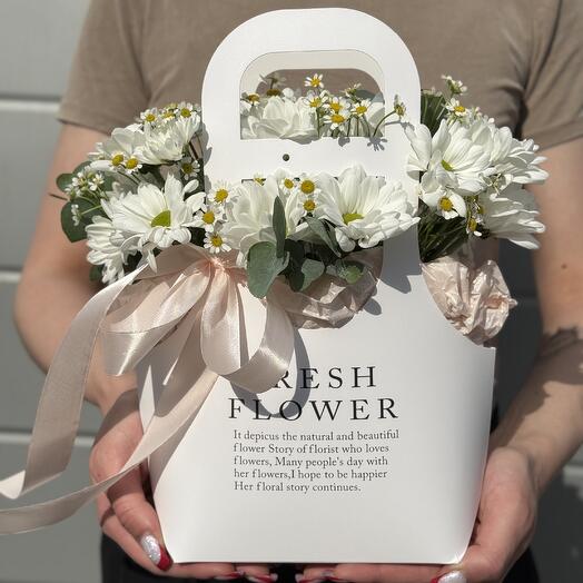 Сумочка с хризантемой и ромашкой