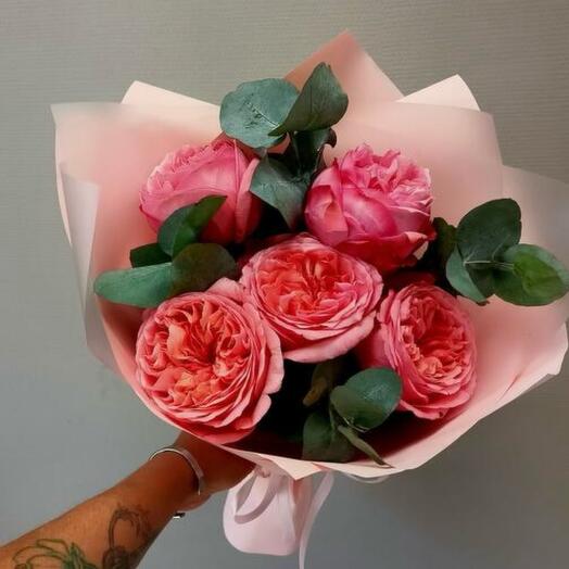Букет из 5 пионовидных роз Pink Expression