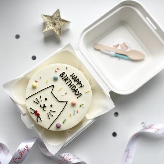 Бенто торт Happy Birthday милый с котиком