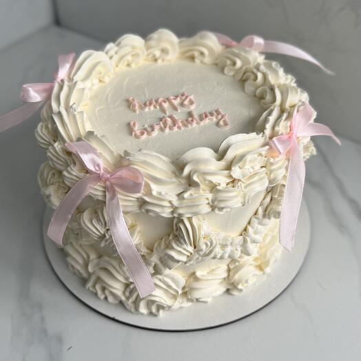 Ламбет 2 кг c розовыми бантиками на День Рождения Happy Birhtday