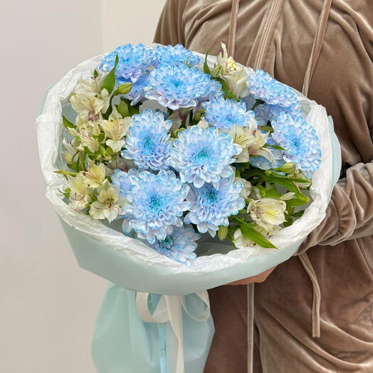 Стойкий букет 💙 хризантемы