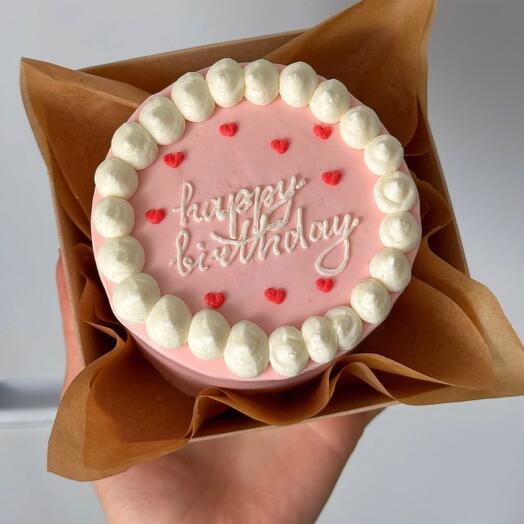Мини бенто розовое для девушки "happy birthday "