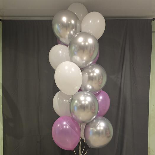 Фонтан из шаров 18 шт белорозовый