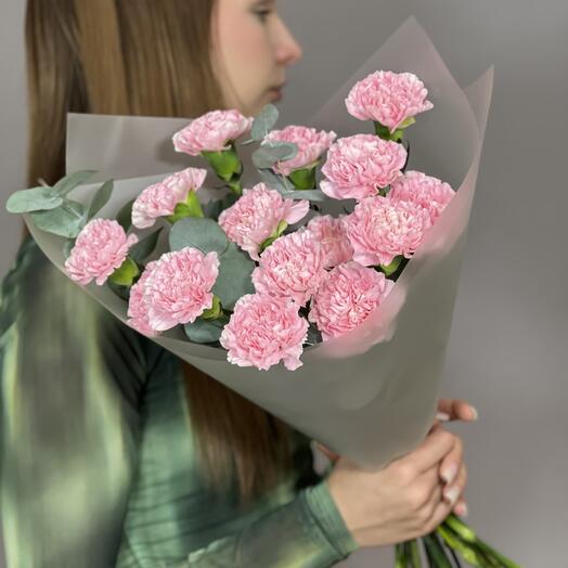 Букет розовых гвоздик, 15 шт