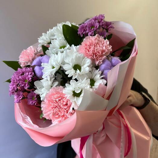 Ramo de autor rosa con Dianthus