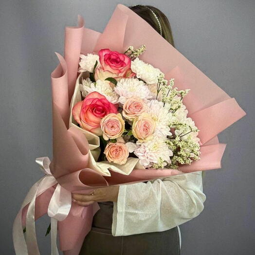 Цветы букет розовый