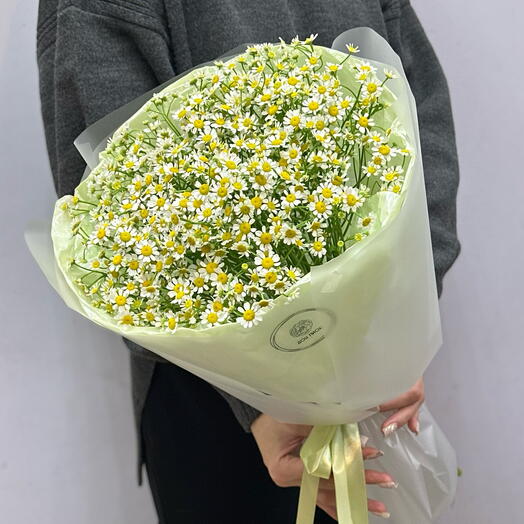 Круглый букет из 15 ромашек