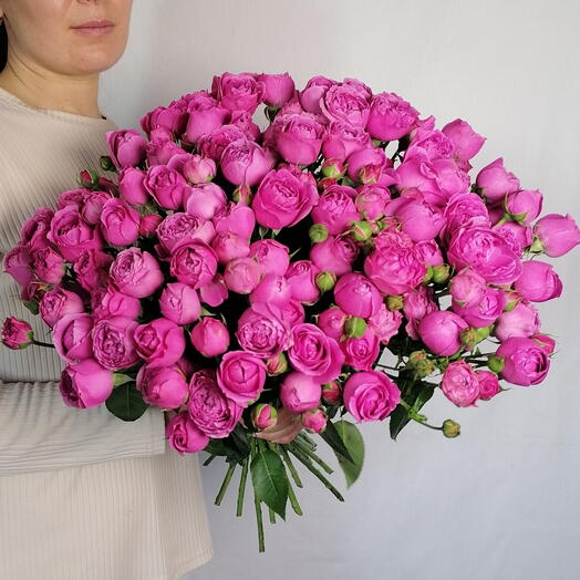 💜Роскошный букет "PERVOЦВЕТ" из 29 пионовидных кустовых роз Misty Bubbles