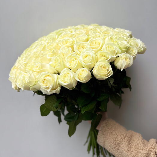 Монобукет из 97 белых роз