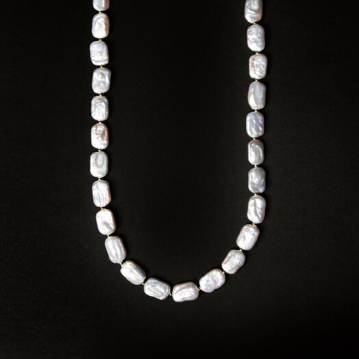 Ожерелье, колье Акация Барочный жемчуг белый культивированный 14K 50 см (NEC1108)
