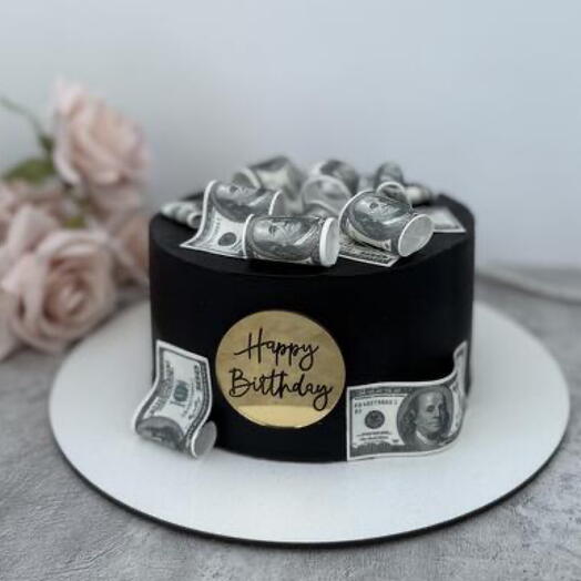 Бенто торт L happy birthday на день рождения с долларами с деньгами денежный торт черный парню девушке мужу другу брату подруге