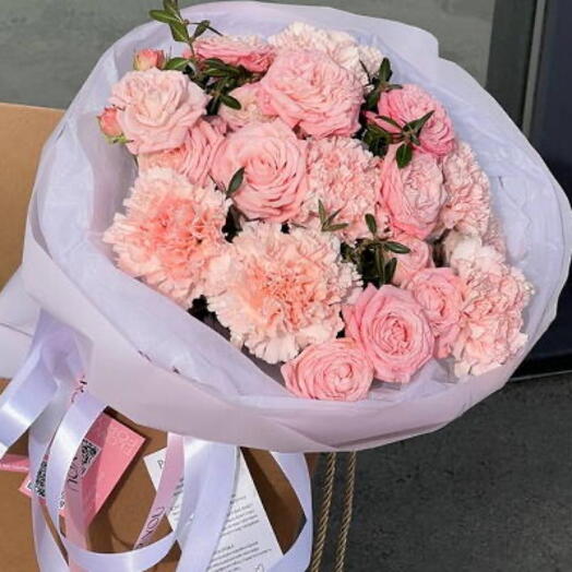 Кустовая Роза нежность и стойкий диантус солдатик 💗🤪