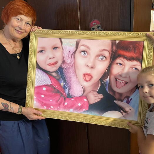 Сертификат на создание портрета по фотографии 100*70, 3 лица