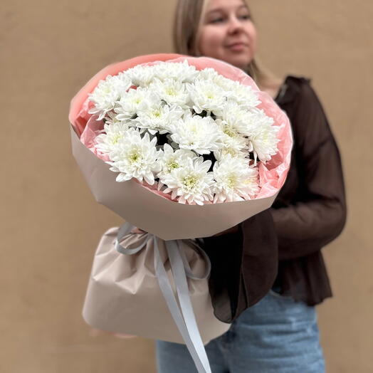 Моно букет кустовых хризантем