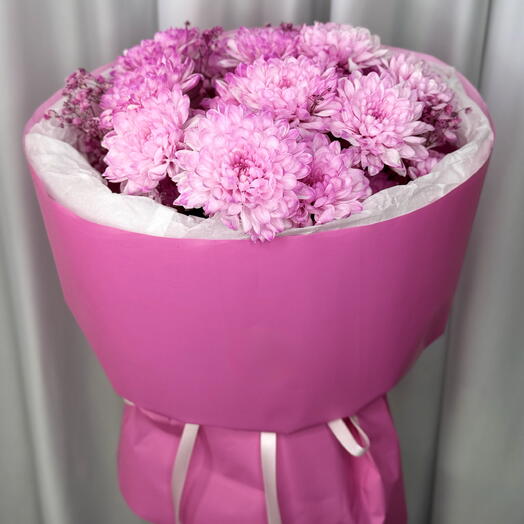 Букет из 3-х розовых хризантем 🎀